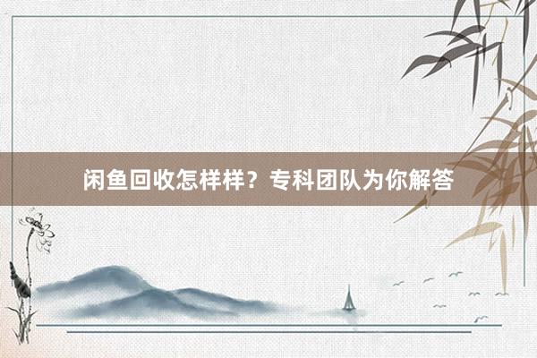 闲鱼回收怎样样？专科团队为你解答
